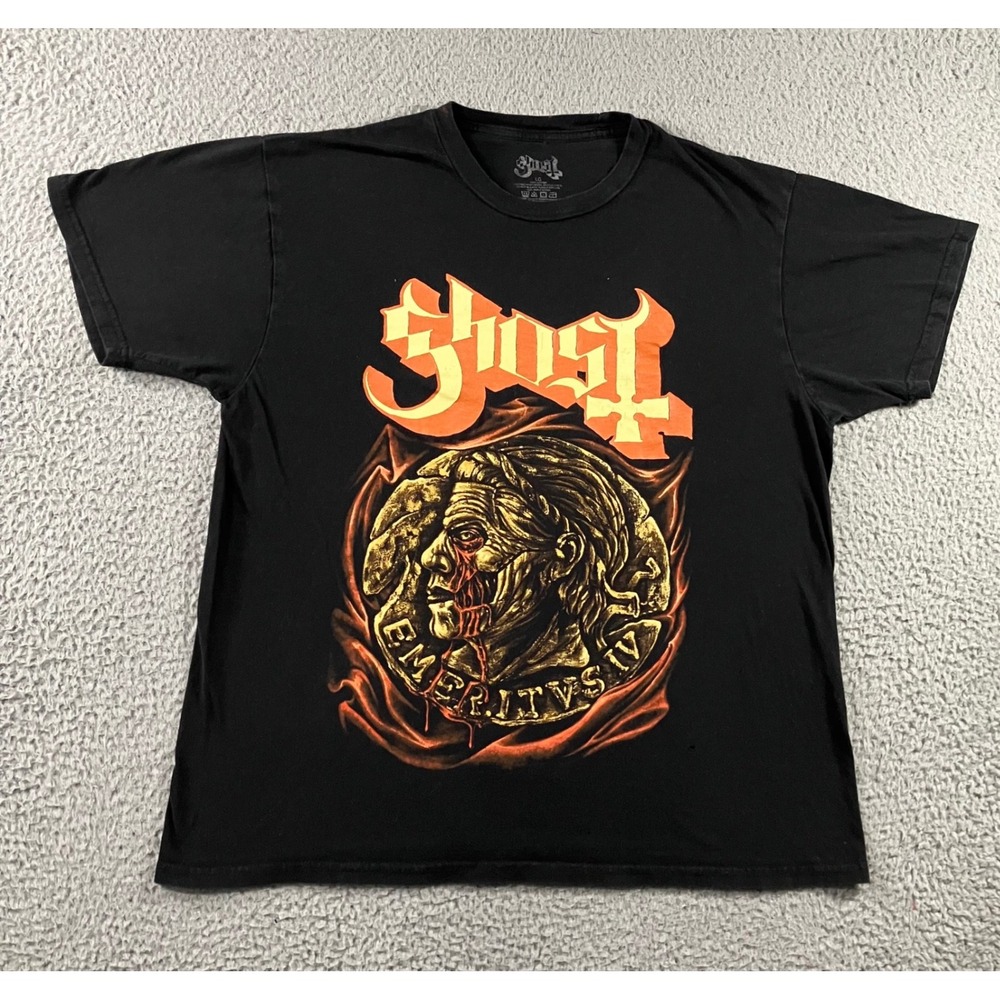 Ghost T-Shirt Men L Papa Emeritus IV Graphic‎ Black Short Sleeve Rock Band Tee